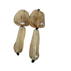 Gerda Lynggaard Monies Acrylic Lucite Statement Earrings 3.5" lightweight Grey